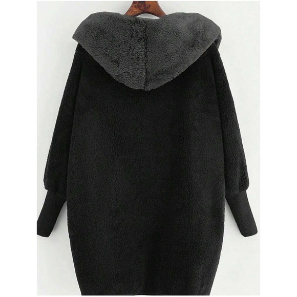 Cozy Teddy Open Front Hoodie Jacket Coat - Picture 5 of 13